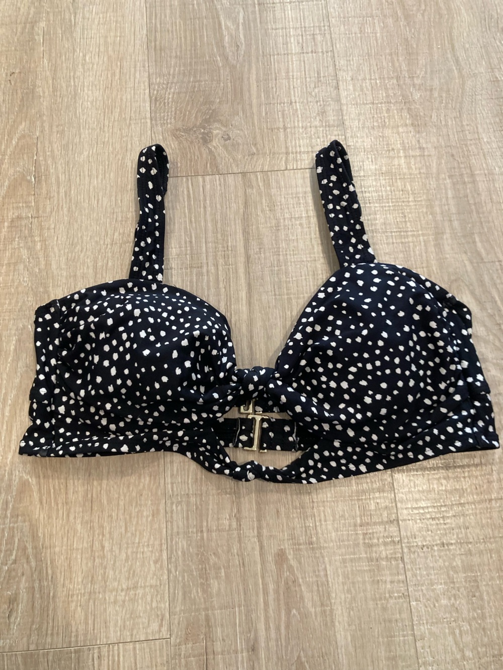 Time and Tru Black and White Polka Dot Tie-Front Camisole Top